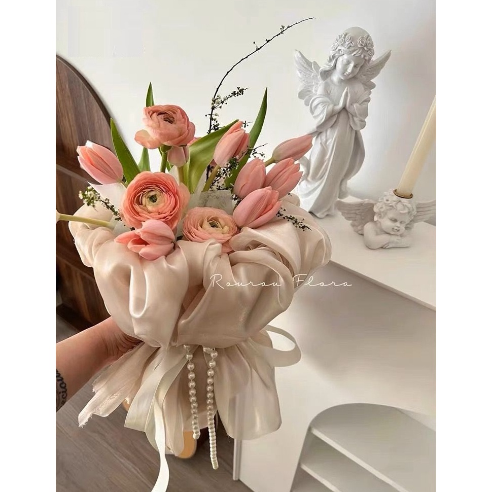 

NEWV Kain Pembungkus Buket Bunga Korean Flower Silk Wrapping For Hand Bouquet Berkualitas
