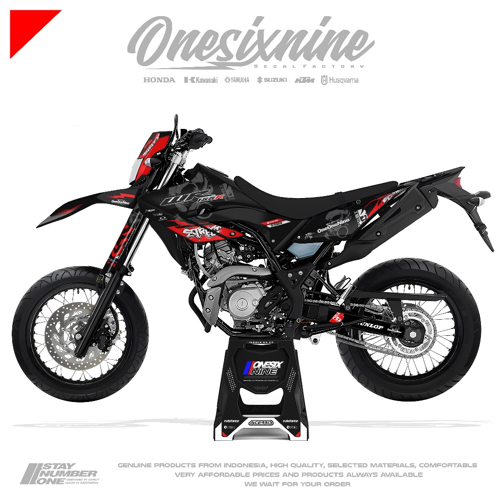 Decal Yamaha Wr 155 Design Custom Hitam Merah - Decal custom Yamaha Wr 155