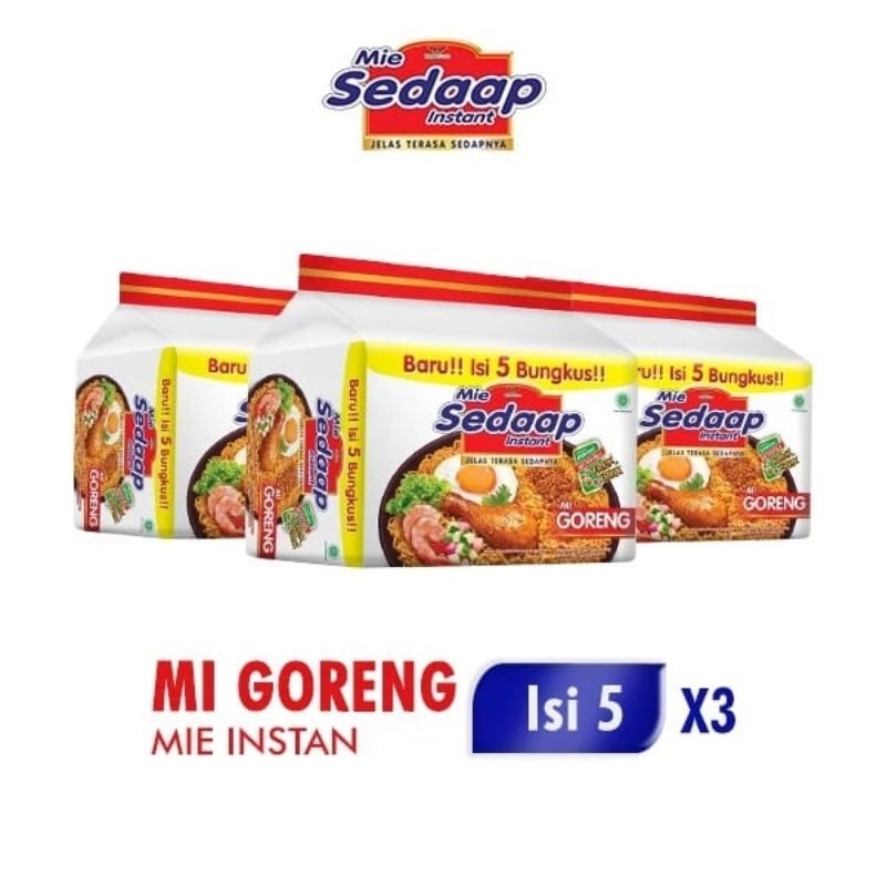 

[ Paket 3 Pack ] Sedaap Mie Instan Goreng Isi 5 Bag 90 gr