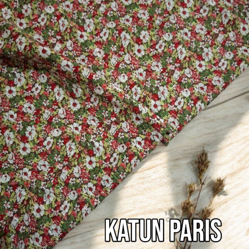 kain katun paris motif bunga kecil / kain katun motif bunga kecil / kain kemeja / kain dress/ kain g