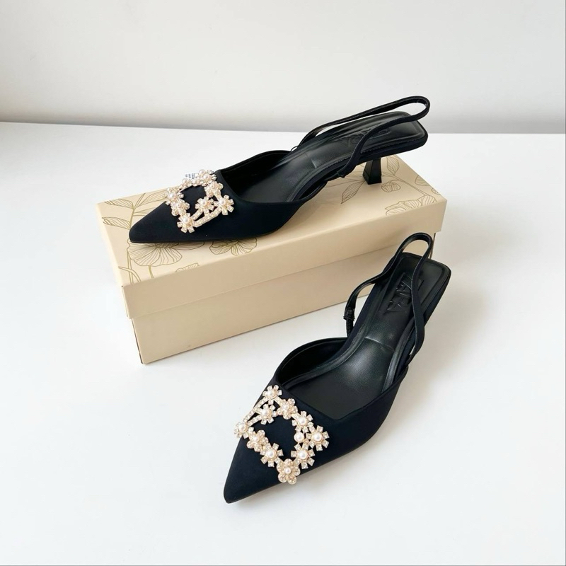 Short high heels 4cm with flory gasper by Zara high quality fahsion shoes sepatu wanita hak tinggi t