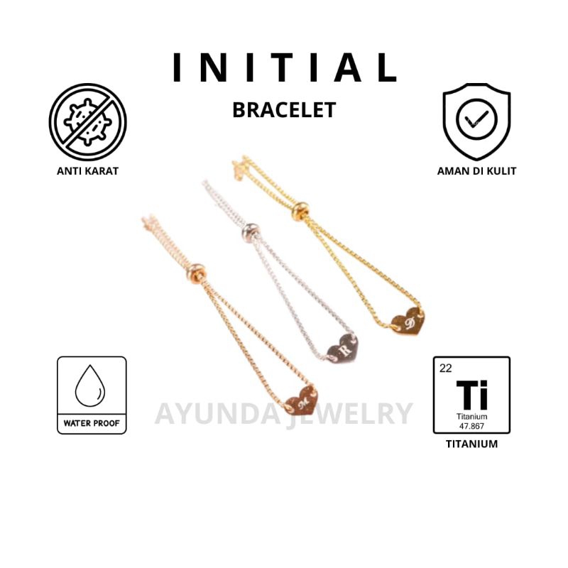Initial Bracelet - Gelang Serut Custom Nama/Huruf Inisial Gelang custom titanium gelang titanium