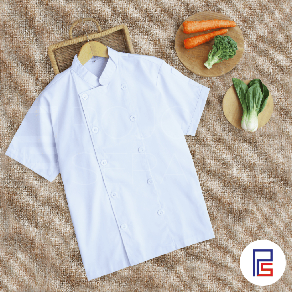 Chef Jacket | Baju Koki | Baju Cook | Seragam Koki Putih Lengan Pendek