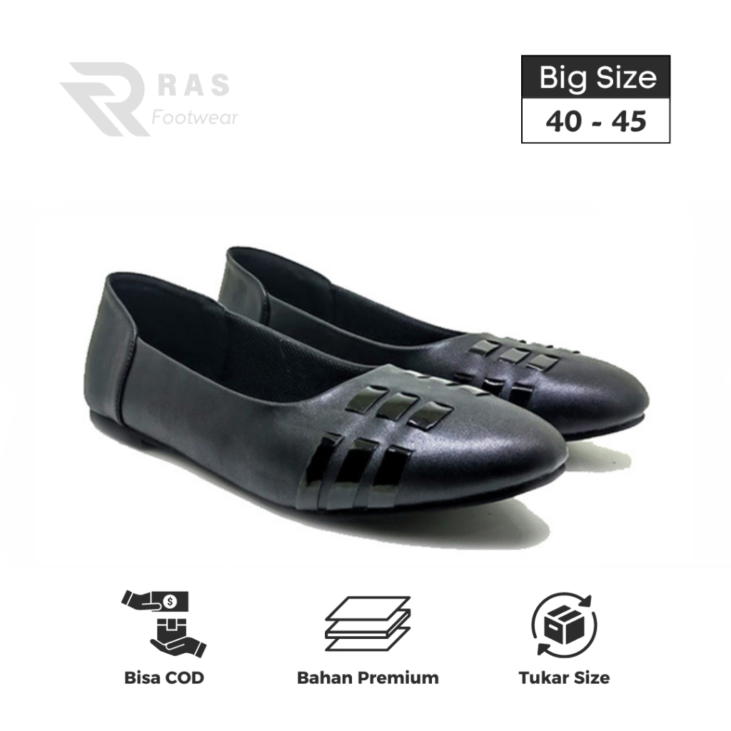 Pantofel Flat Shoes Big Size 40-45 | Sepatu Wanita Formal Slip On | RAS Rebecca