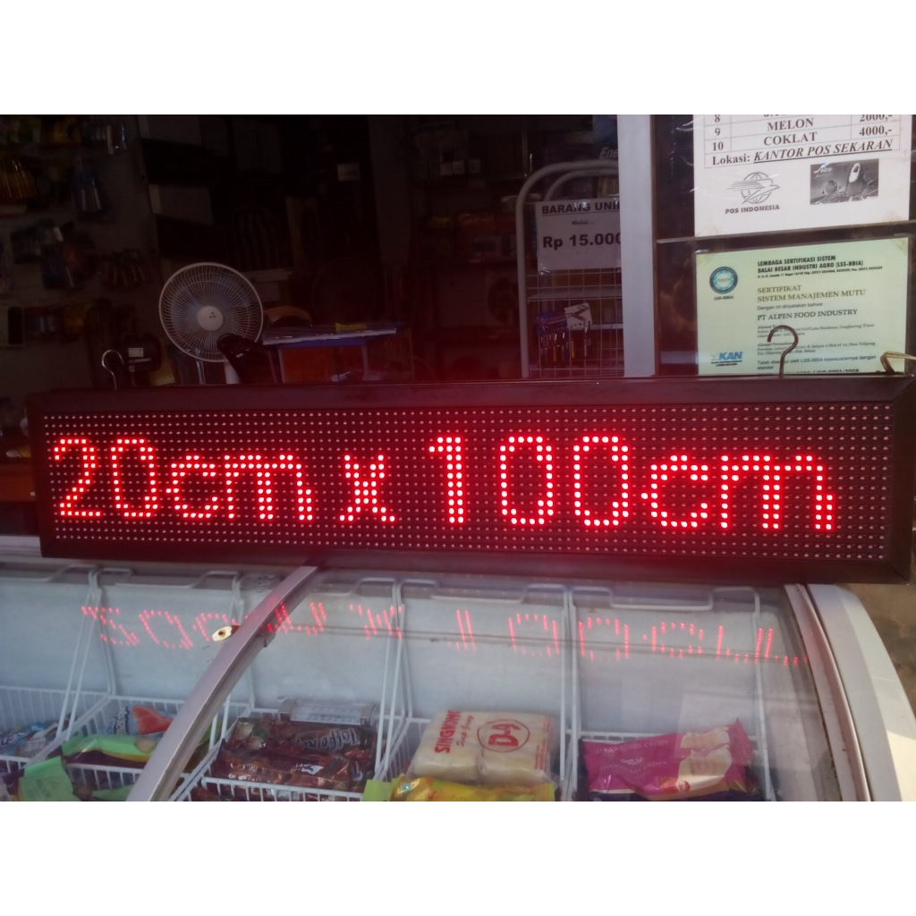 Running Text Outdoor Dua Sisi 100x20 Merah Bolak Balik