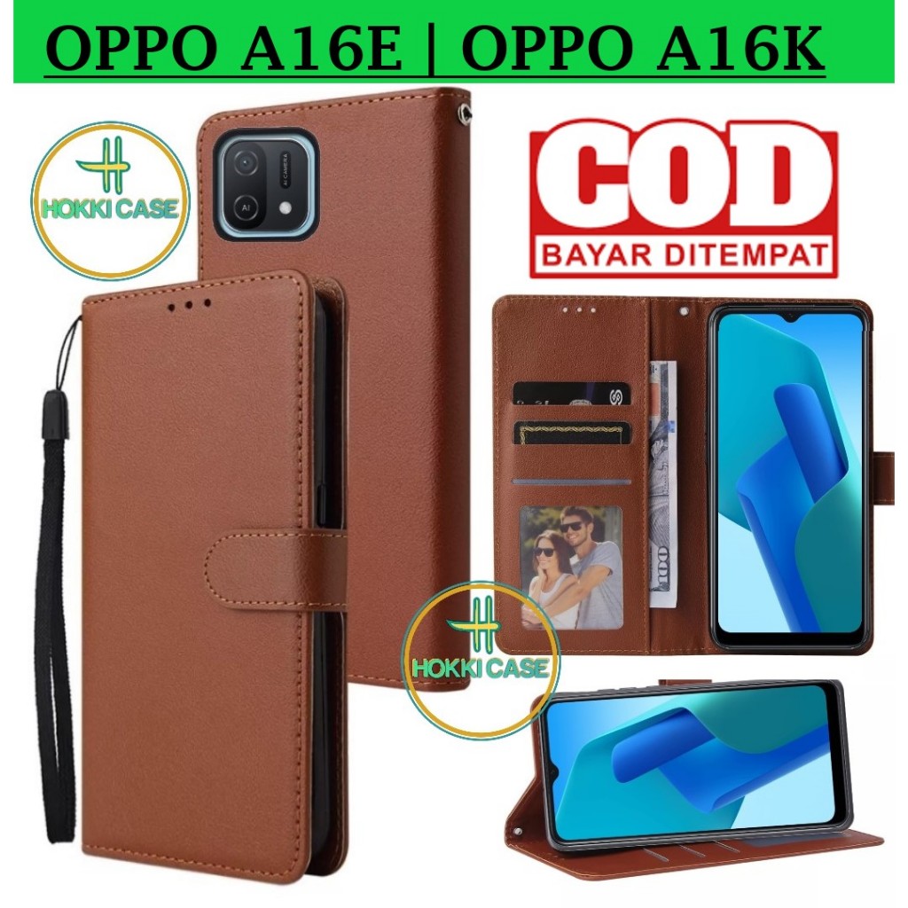 Oppo A16k | OPPO A16e  Case Wallet Kulit Casing Dompet Case Wallet Leather Flip Case Oppo A16k OPPO 
