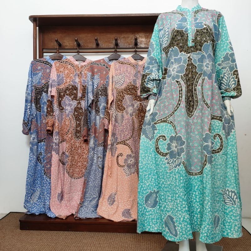 BATIK AIS Gamis Batik Tulis Daster Lengan Panjang Rayon Premium Busui