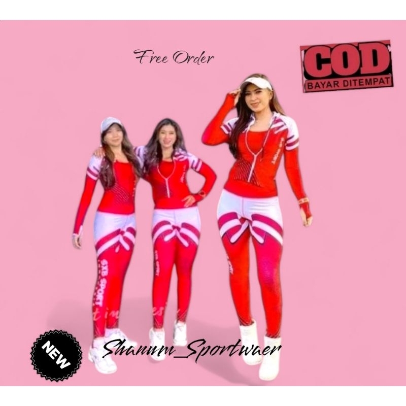 SETELAN OLAHRAGA SENAM WANITA MURAH BERKUALITAS SXB SPORT SEPESIAL AGUSTUSAN MERAH PUTIH GARUDA JACK