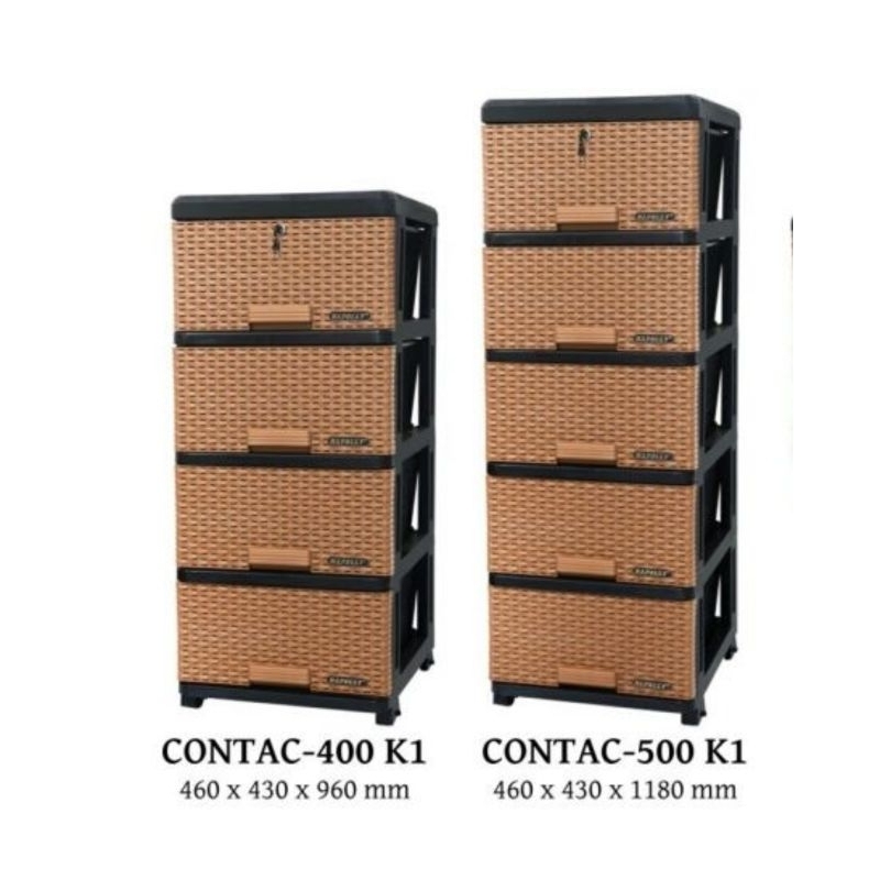 {SINARMULYA17}LEMARI NAPOLLY CONTAC 400 . LEMARI SUSUN 4 ROTAN . LEMARI LACI SUSUN 4 ROTAN COKLAT. L