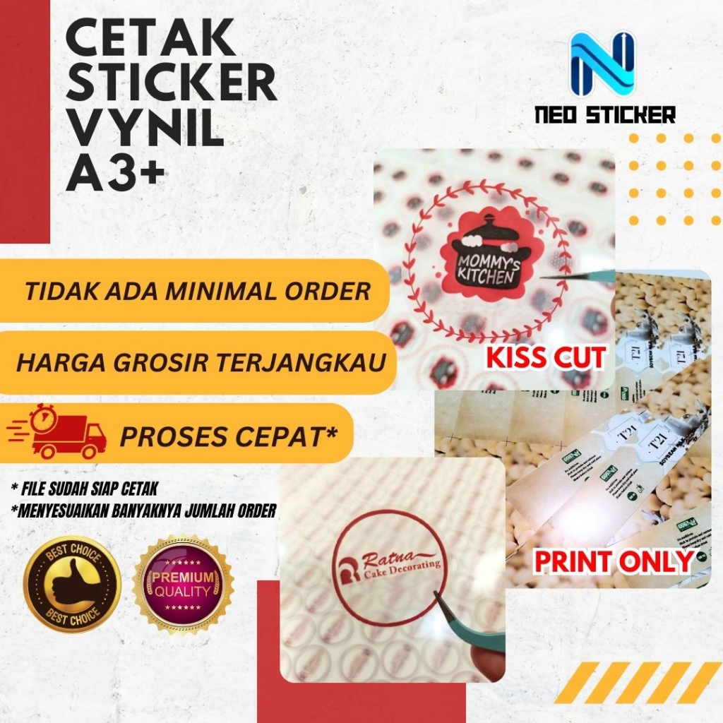 

Cetak Sticker Vinyl A3+ || Cetak Sticker Label || Kisscut Diecut