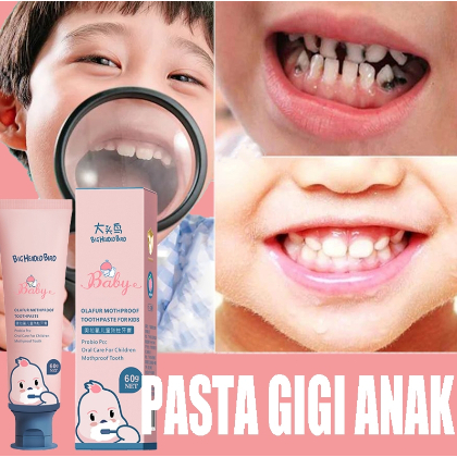 Pasta Gigi Pemutih Anak Bayi Aman Tertelan 1-12 Tahun/Pasta Gigi Fluoride Anak/Pelindung Gigi Pemuti