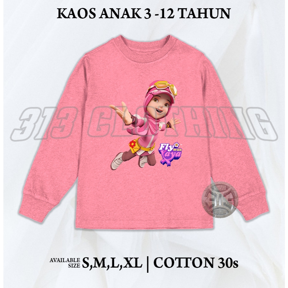 Kaos Anak Yaya Boboiboy Lengan Panjang / Atasan Baju Anak Fly With Yaya Boboiboy Panjang