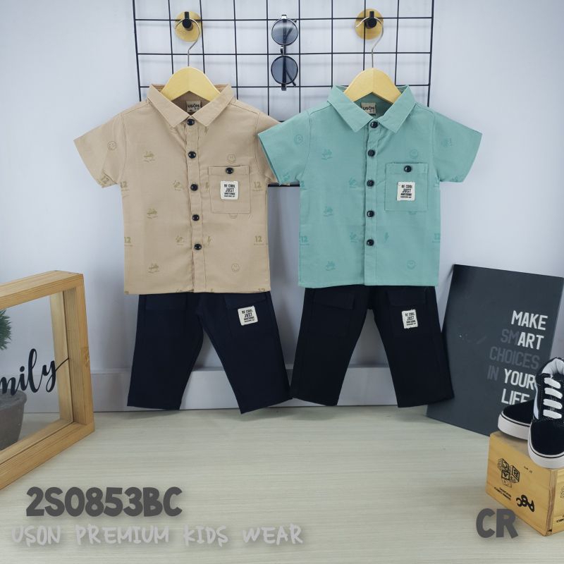 Uson Premium Kids Wear Setelan Kemeja Celana Panjang Anak Cowok Ukuran 100-130