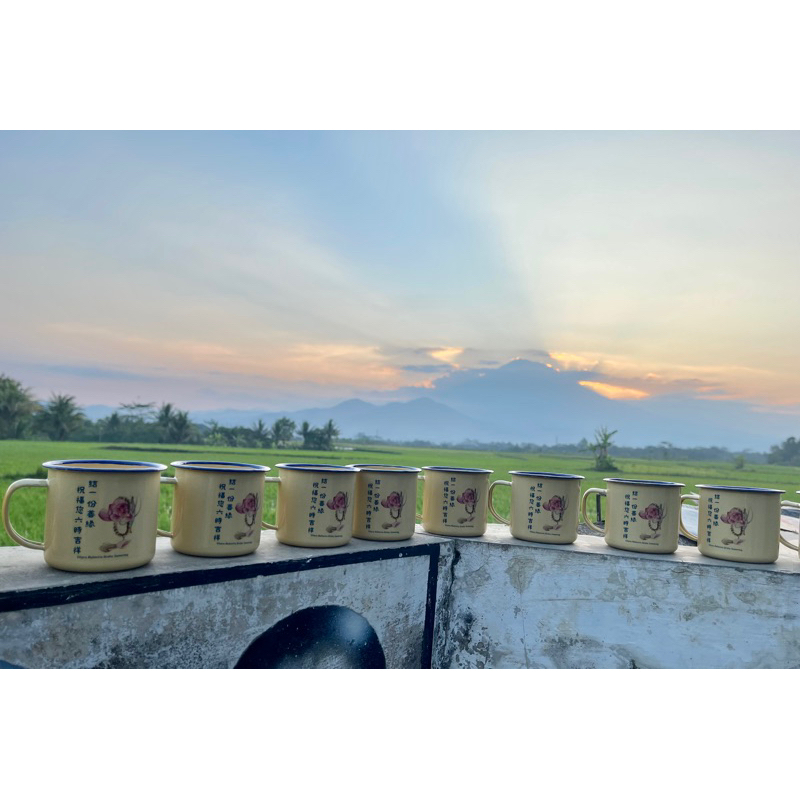 cangkir enamel ukuran 8cm custom desain