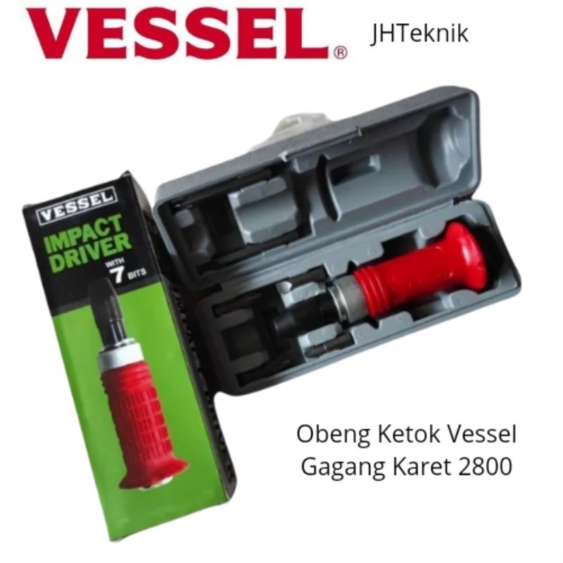 JHTeknik Obeng Ketok Gagang Karet VESSEL 2800/VESSEL Impact Driver Obeng Ketok