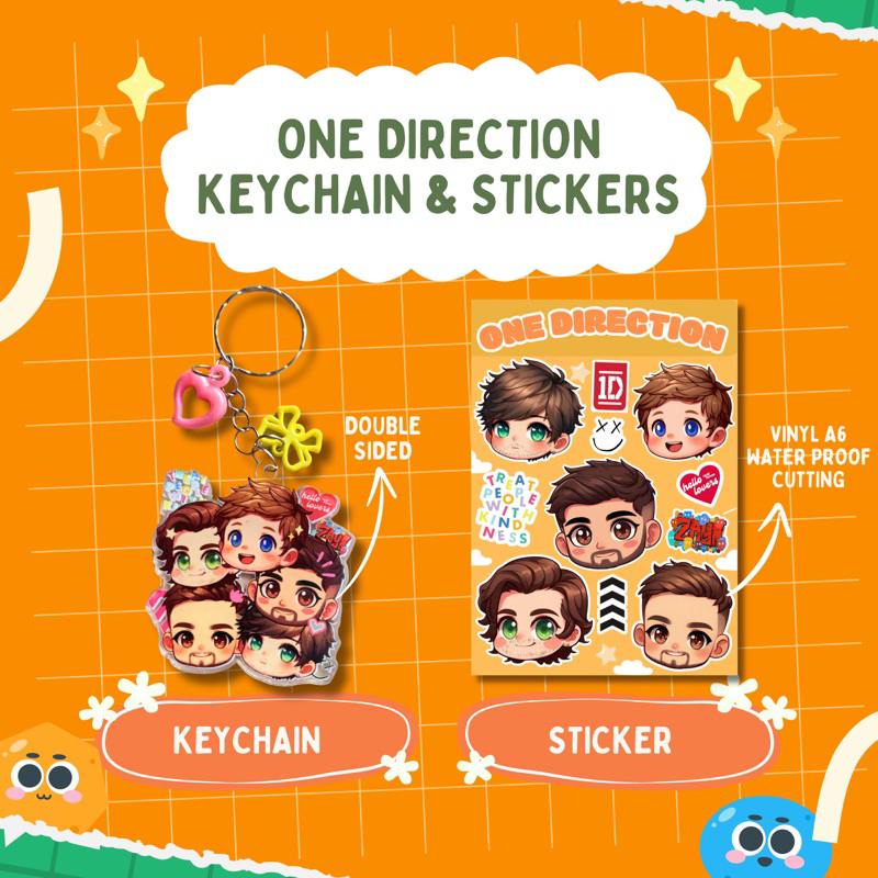 One Direction Art Keychain & Sticker