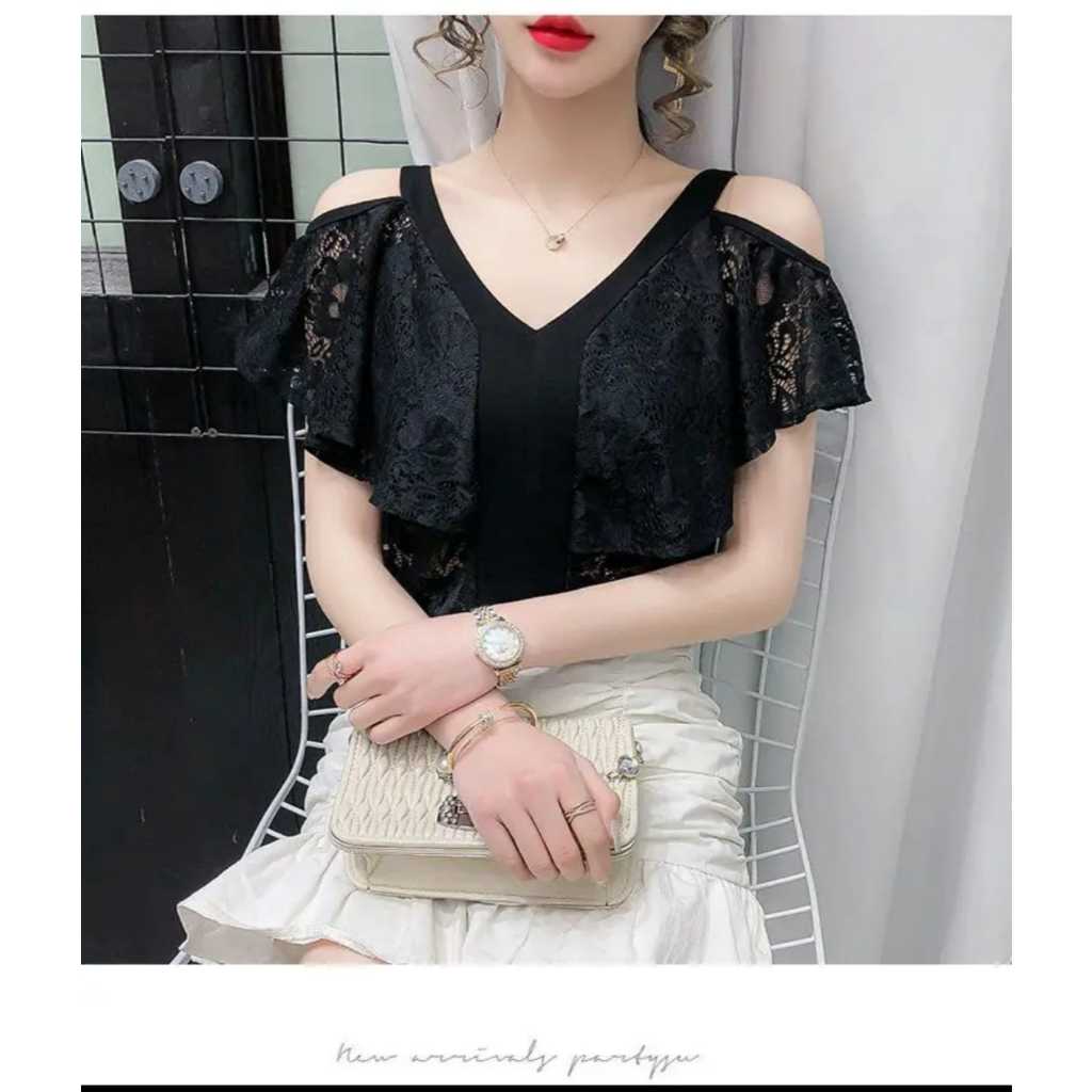 ATASAN BLOUSE WANITA  KOREA RAFINNA HITAM/TERBARU/KOREA/BANGKOK/UKURAN M,L,XL,XXL/FASHION WANITA
