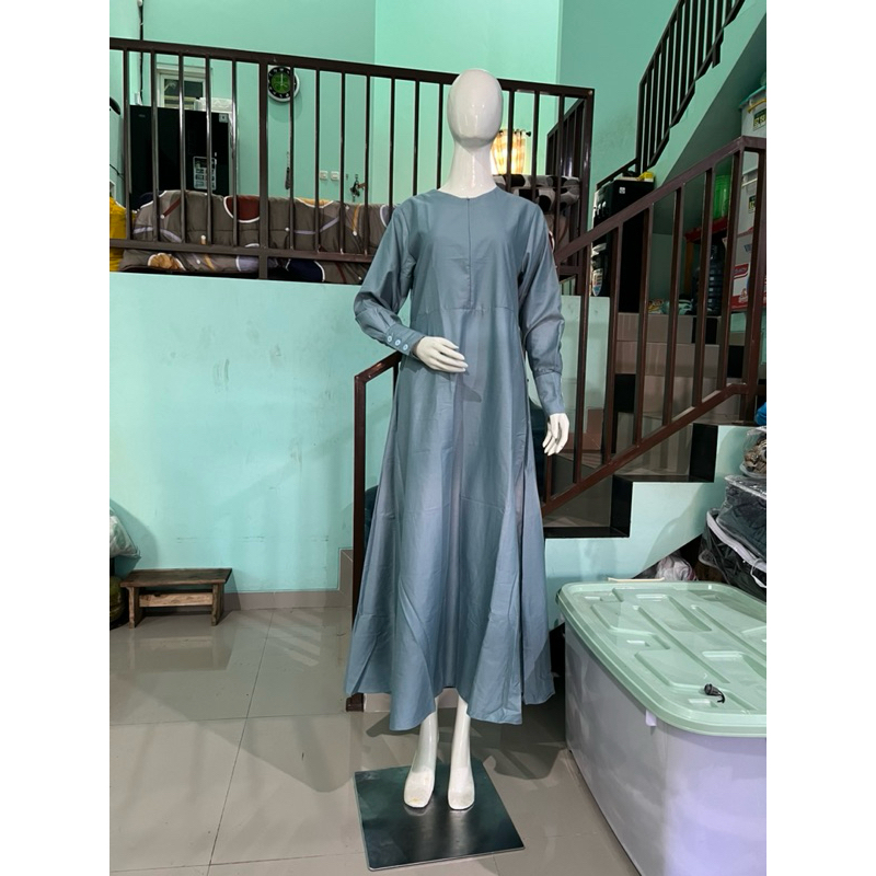 DRESS GAMIS WANITA MUSLIMAH TOYOBO PREMIUM BIRU WARDAH