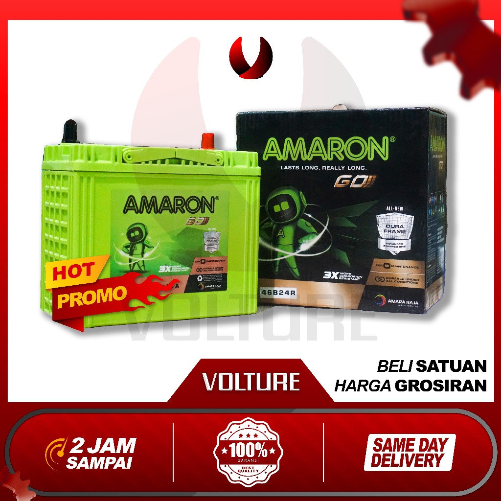 AKI mobil kering ( bergaransi ) AMARON mf ORI NS60 46b24R 45ah  Avanza Veloz Hilux Rush Starlet Fero