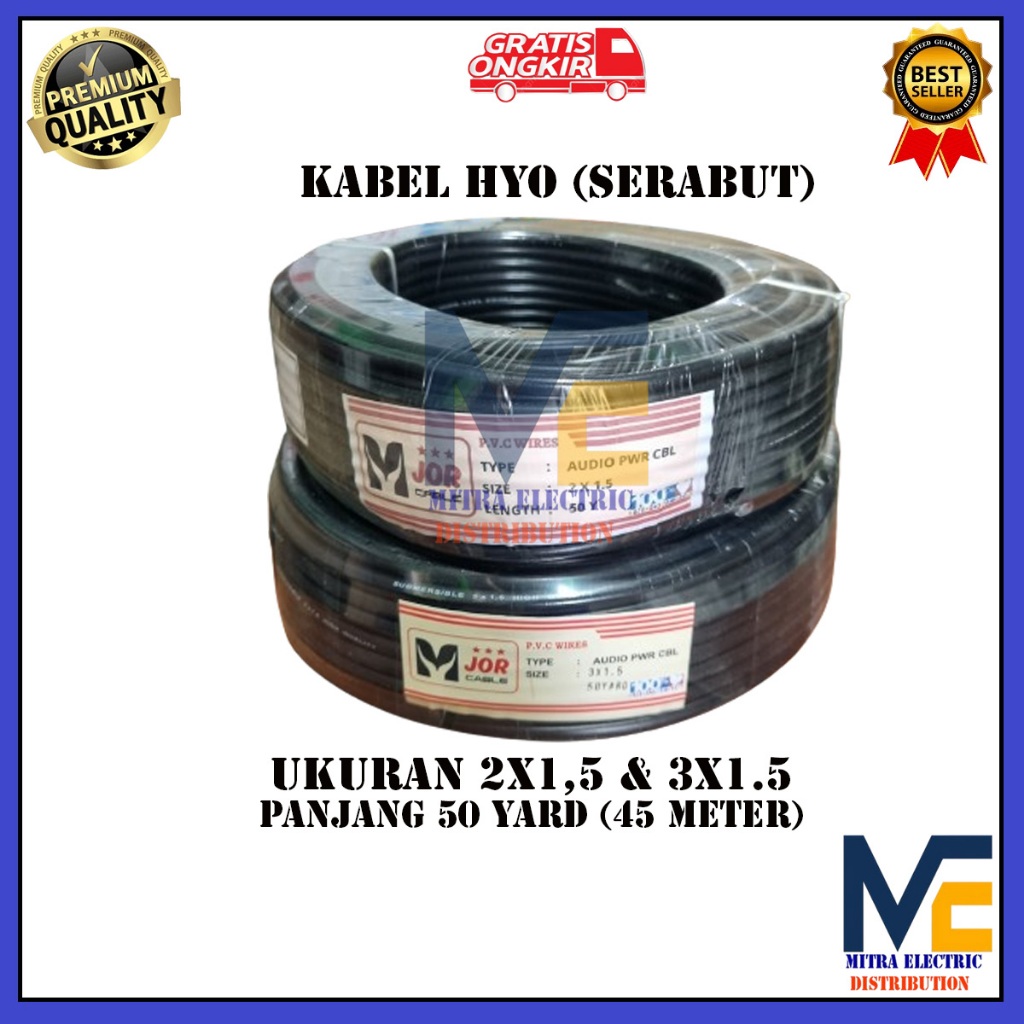 KABEL SERABUT HYO UKURAN 2X1.5 DAN 3X1.5 50 METER