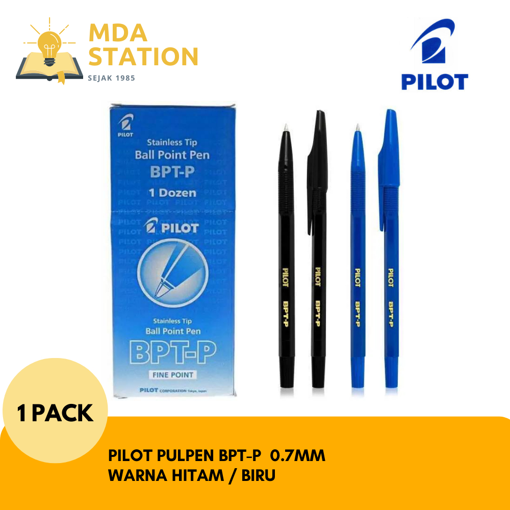 

PILOT Ballpoint Pulpen BPT-P 0.7 mm Warna Hitam / Biru (1 PACK ISI 12 PCS) | MDA STATION