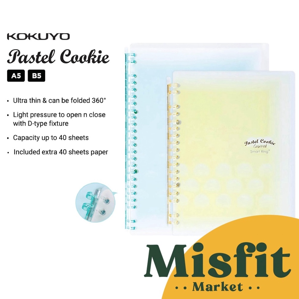 

KD9RV18 KOKUYO Campus Pastel Cookie SMART RING Loose Leaf Notebook Binder A5 B5