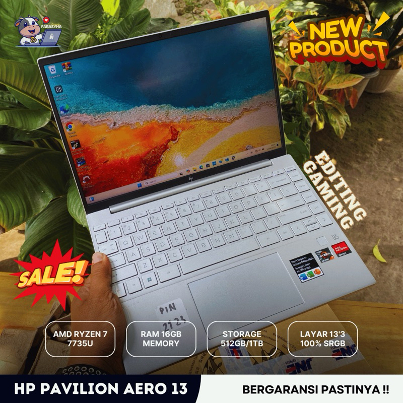 HP PAVILION AERO 13 AMD RYZEN 7 7735U 16GB 512GB 13'3inchi