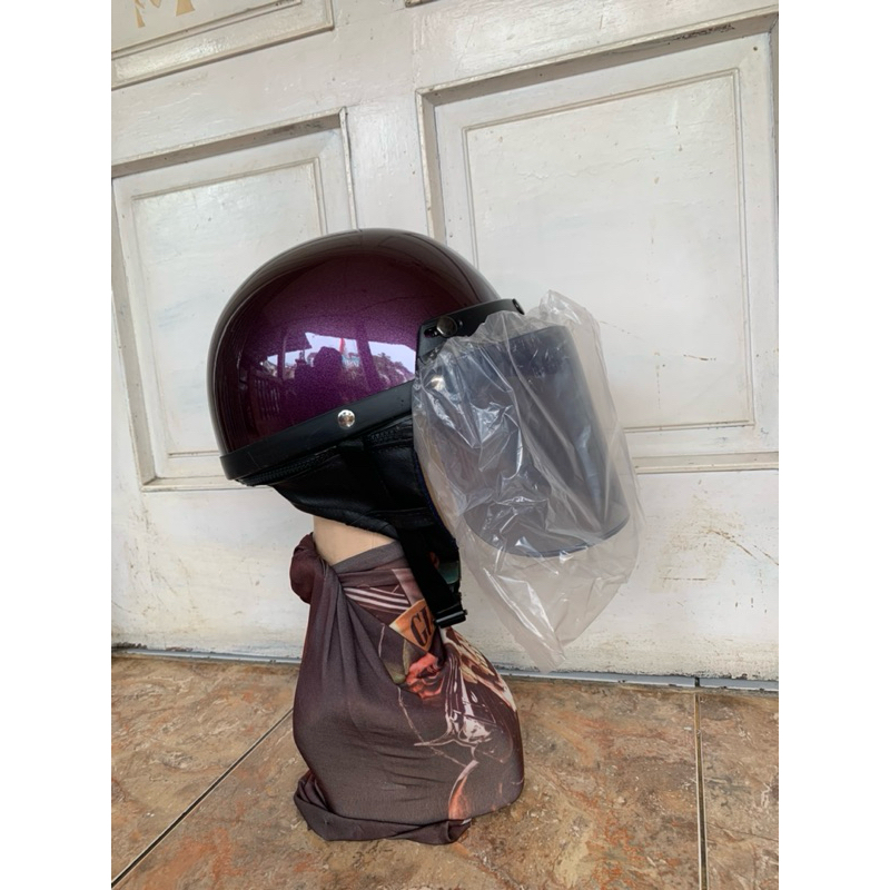 Helm Vintage Chip Cetok Bogo Setengah Kepala Solid Polos Pria Wanita Dewasa Kekinian Murah Meriah