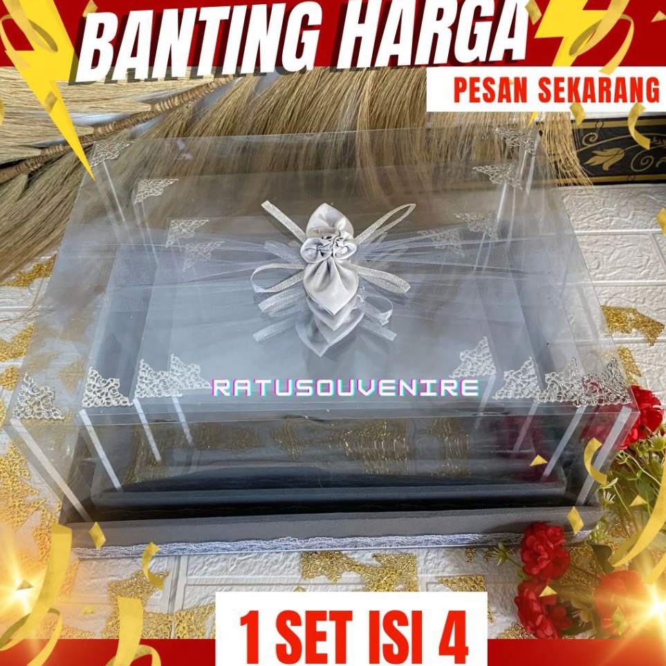 

Produk trendy Kotak Seserahan Pernikahan Set Lengkap isi 4 Box Hantaran Parcel Mika Unik Kekinian
