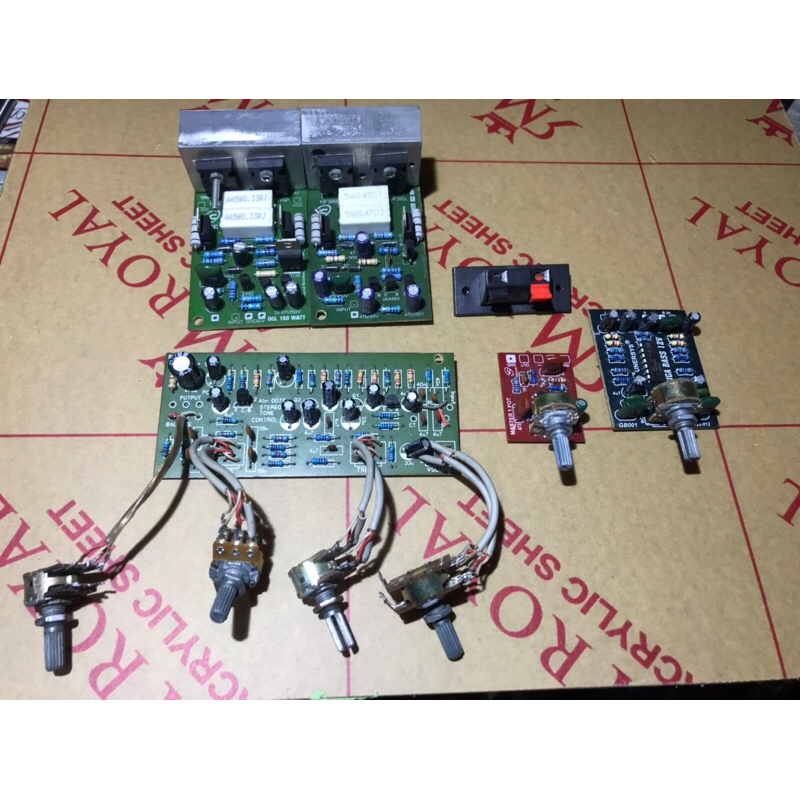 power 150 watt tone control stereo pre amp mic ic giga bass terminal speaker