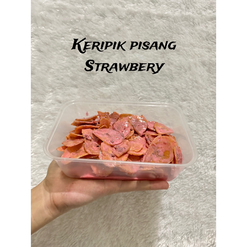 

Keripik pisang coklat lumer rasa Strawbery - Cemilan Kripik pisang coklat 150gr/500ml