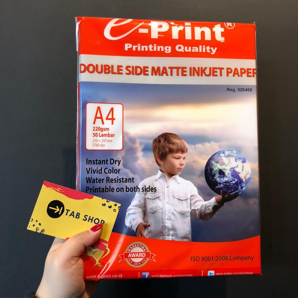 

JKQHM7357 TAB SHOP EPRINT KERTAS SERTIFIKAT DOFF 2 SISI A4 22 GSM 5 SHEETS EPRINT DOUBLE SIDE MATTE INKJET PAPER 22 GSM A4 5 LEMBAR