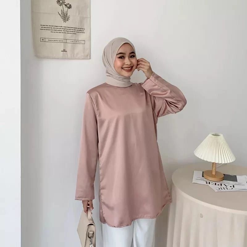 Iner tunik satin/iner tunik kondangan/iner tangan panjang/iner satin/iner manset