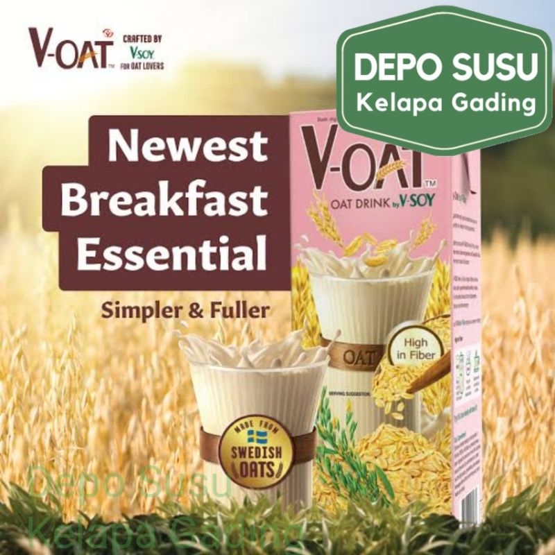 

V-oat 1 Liter Oat Drink by V-SOY | Made by Swedish Oats Susu Gandum Milk Voat Vsoy Oatside Import BPOM Halal High in Fiber V soy