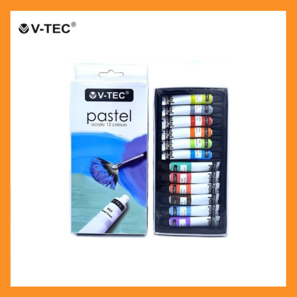 

V-TEC Cat acrylic 12 warna pastel PA-612