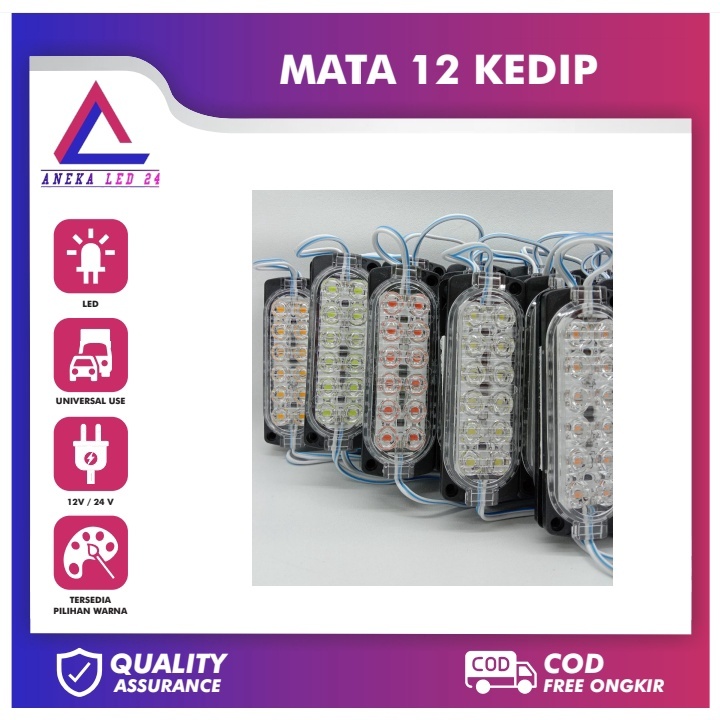 Lampu Kolong LED MATA 12/ Truk Bis 24 Volt 12 LED NYALA KEDIP