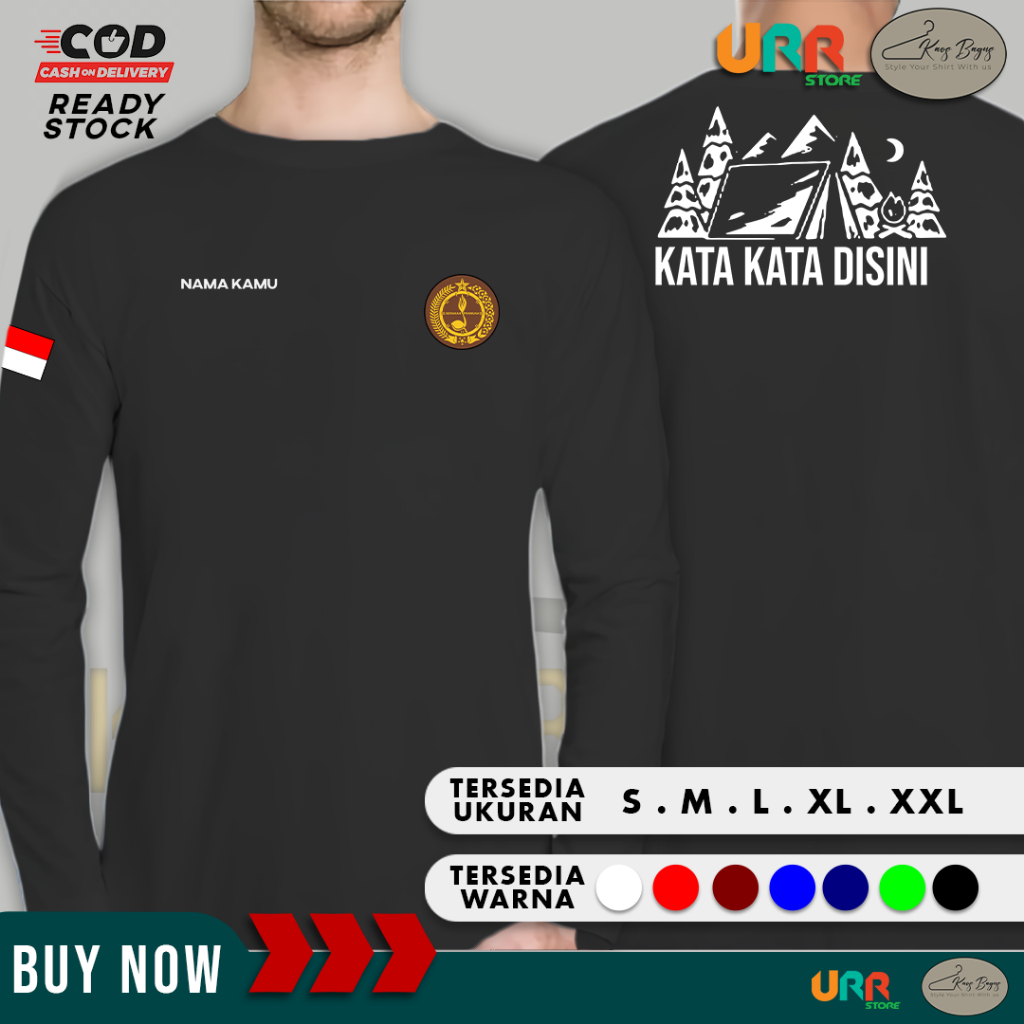 Kaos Baju Pramuka Penjaga Tenda Camp Bisa Tulis Kata Kata Lucu & Nama Lengan Panjang