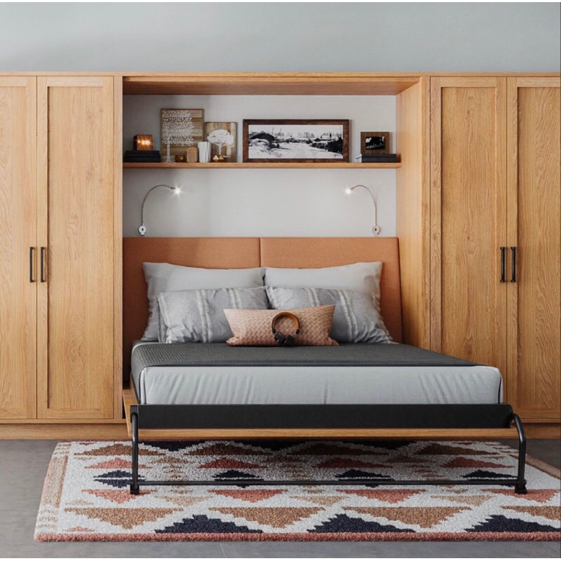 Wallbed Kayu Jati Minimalis Wallbed Engsel Slowmotion Lemari pakaian