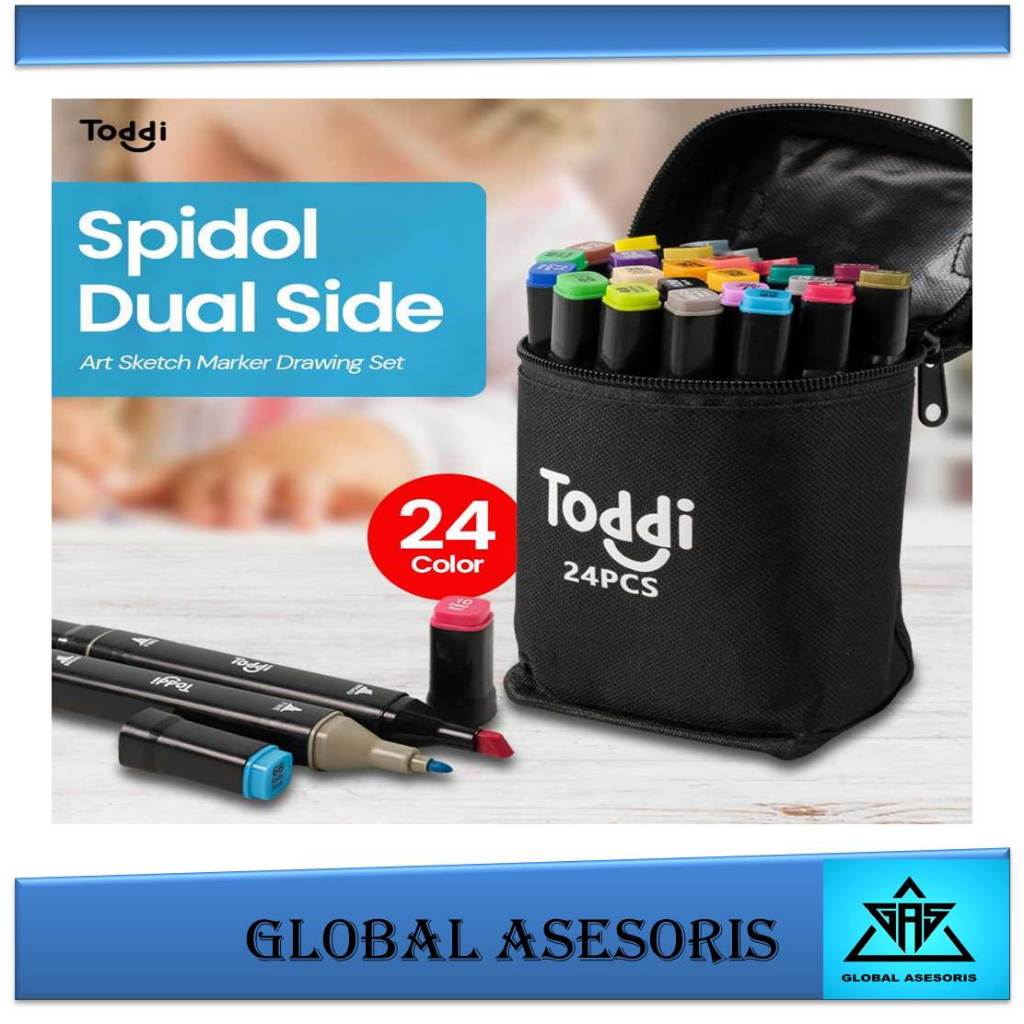 

Set Markers Dual Side Fine Art Brush Twin Market Set 12pcs, 24pcs, All In One Multi Color Stabilo Spidol Warna Sketsa Umum Dua Sisi Kepala Tulis Luas Dan Halus Double Headed General Touch Marker Pen Animation