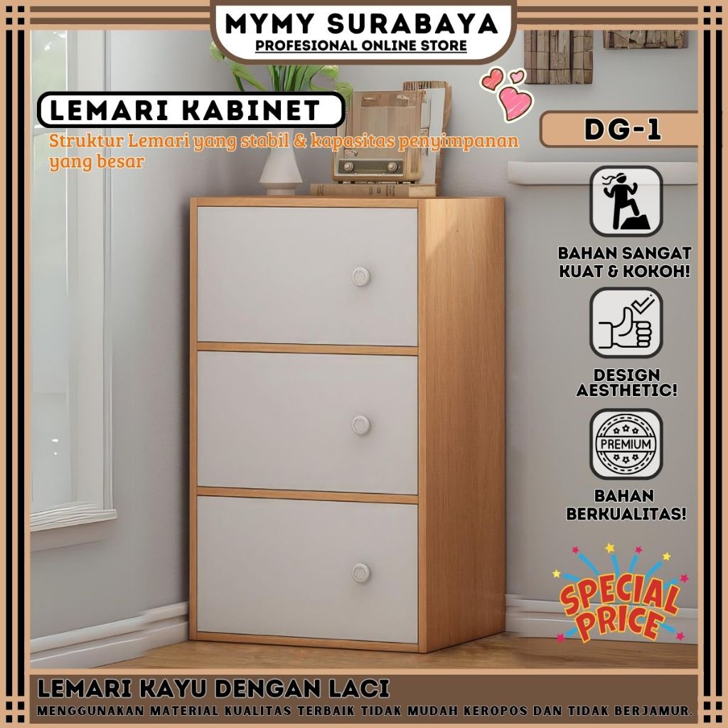 MYMY.SURABAYA Lemari Kayu Dengan Laci Lemari Kayu 3 4 5 Tingkat Rak Kayu Susun Serbaguna Rak Lemari 