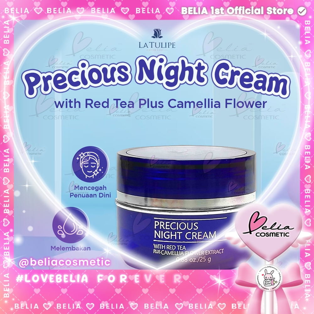 ❤ BELIA ❤ LA TULIPE Precious Night Cream 25g | Krim Malam | Camellia Flower Extract | Pelembab Wajah