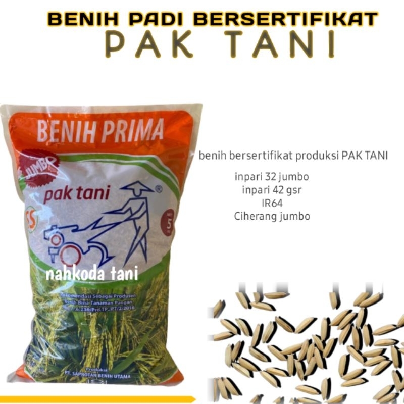 Benih padi PAK TANI inpari 32, 33, 42, pajajaran, IR64, Mekongga, ciherang, sunggal
