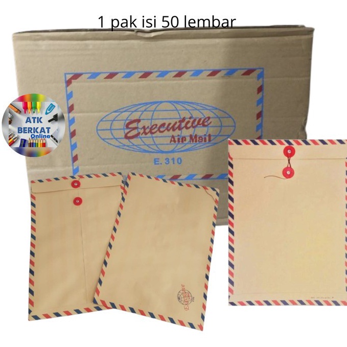 

AHQ7A9446 5 pcs Amplop coklat Folio Tali airmail 31 Executive