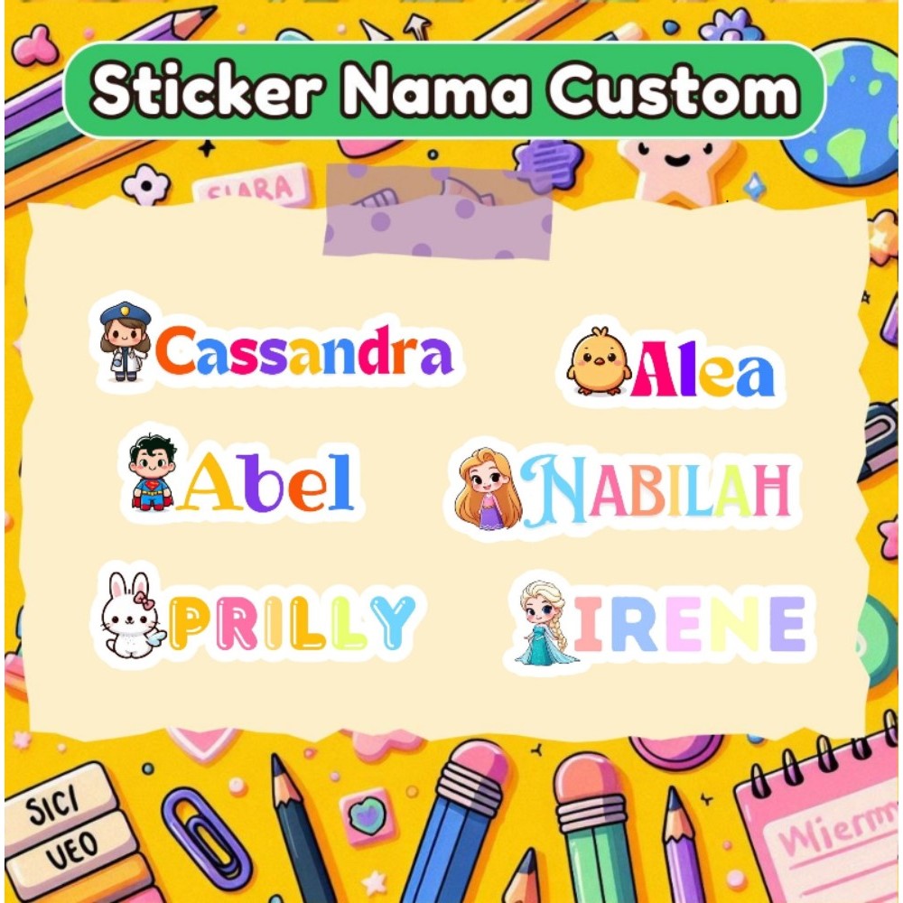 

(Up To 40 pcs) Sticker Nama Anak || Label Nama || Custom Nama Sticker || Sticker Untuk Nama Buku