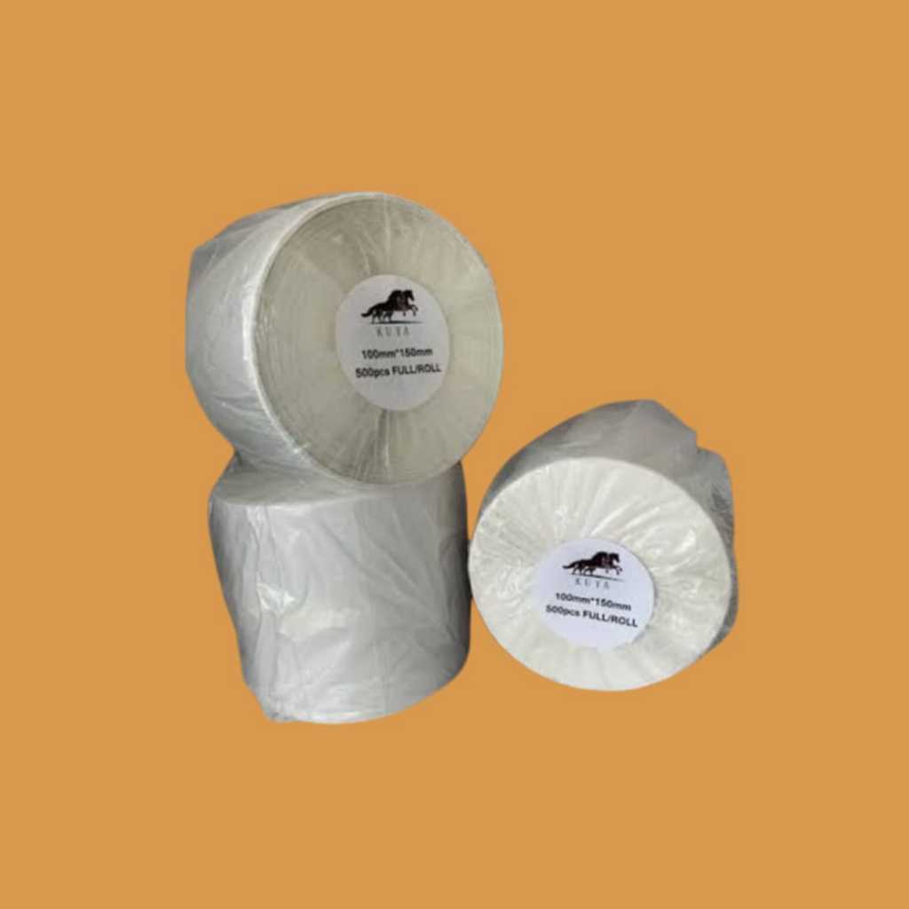 

LABEL STICKER THERMAL 100 X 150 isi 500 pcs /BARCODE 100X150 UKURAN A6/ Kertas resi thermal 100