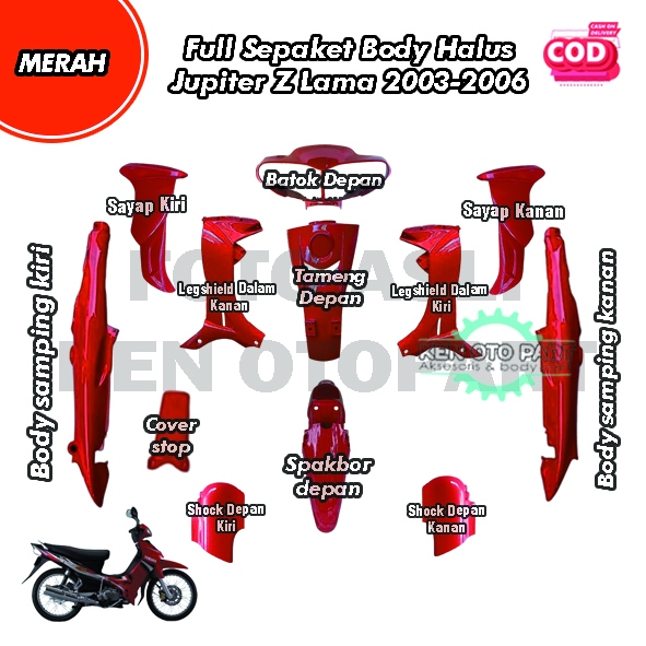 Full Sepaket Set Body Halus Jupiter Z Lama 2003-2006 Merah