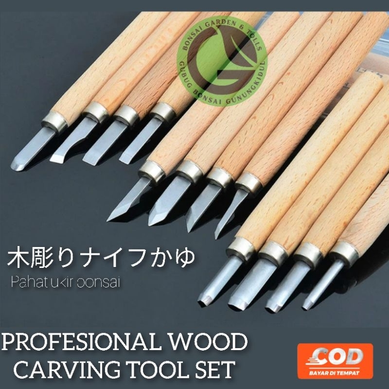 Tatah bonsai , Mini Wood carving tools set 12pcs pahat kambium bonsai