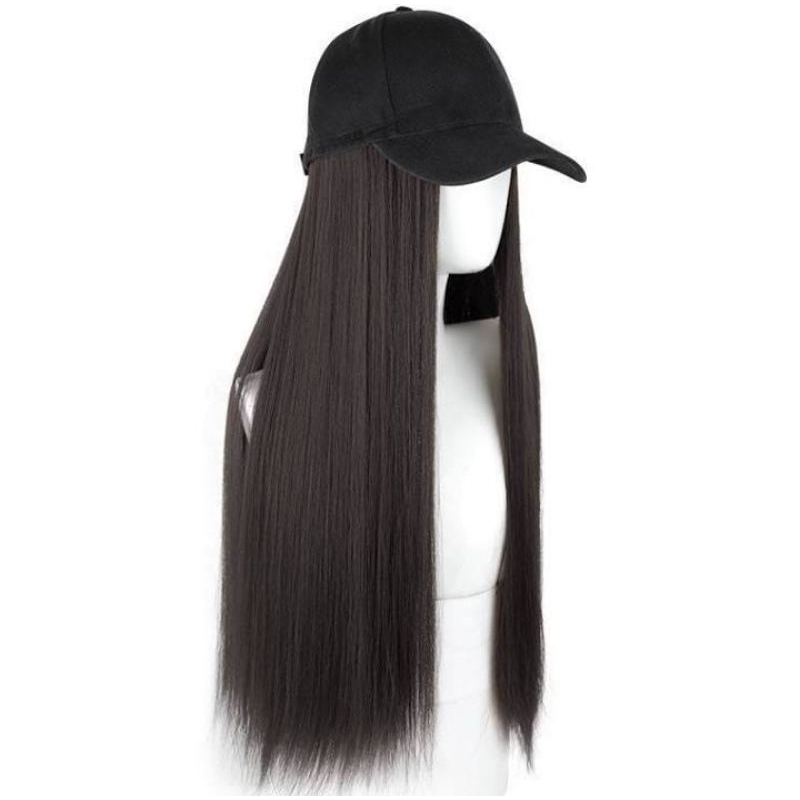 Topi Baseball - Wig Topi Wanita - Wig Rambut Panjang - Wig Topi Rambut Lurus - Wig Topi Harga Termur