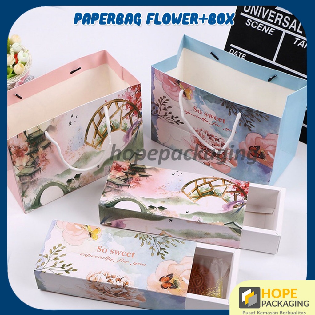 

Cake Box Flower + Paper Bag Bunga / Kotak Kue / Gift Box / Kotak Souvenir Hadiah / Box/Dus Kue / Kotak Gift / Tas Kado / Kotak Kue Cookies / Dus Kue Bulan / Cake Box Panjang