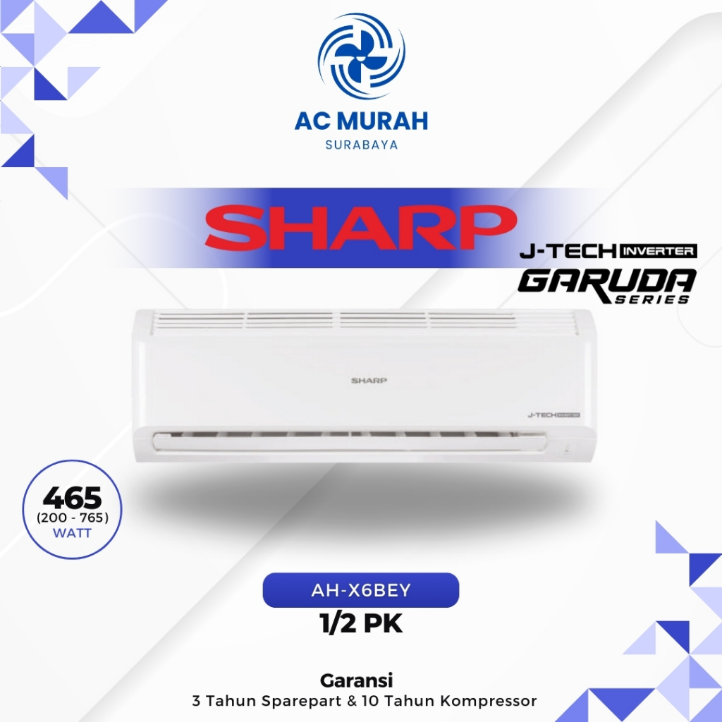 AC Sharp Inverter 1/2 PK AH-X6BEY J-Tech Inverter Garuda Series